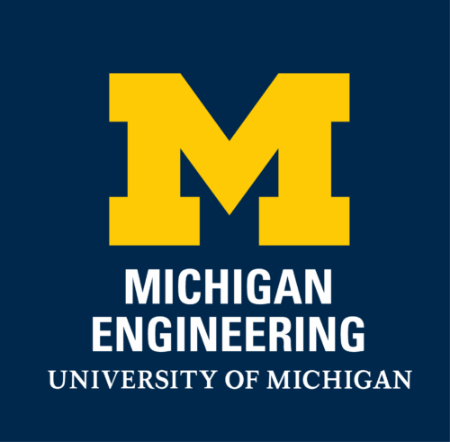 This is the Michigan Engineering vertical signature with blue background and white text.